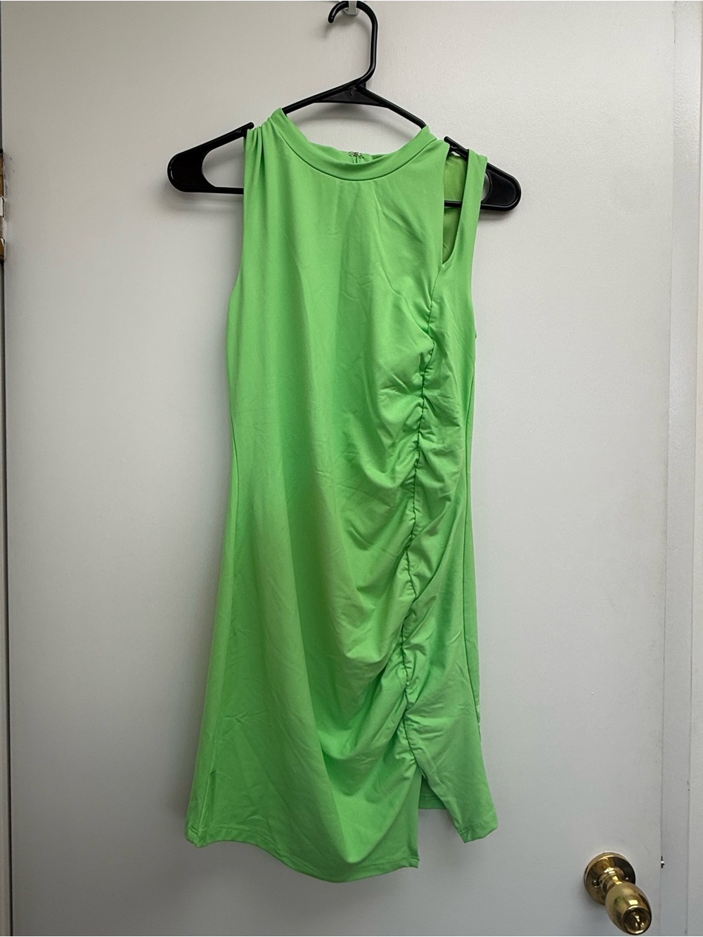 Forever 21 One-Shoulder Ruched Lime Green Dress